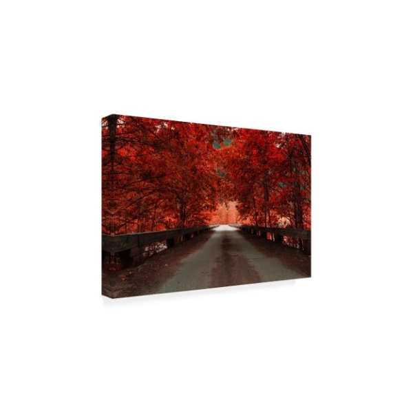 Vladimir Kostk 'The Red Bridge Autumn' Canvas Art,12x19